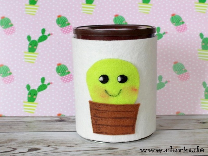 DIY Kaktus Manschette für Kaffeedose oder Glas zum Selbermachen
